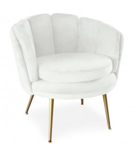 Fauteuil arrondi velours blanc Havana