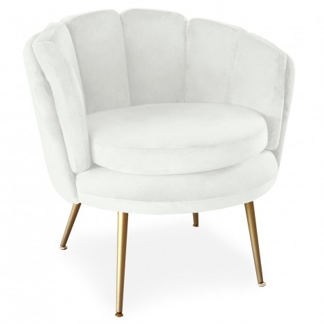 Fauteuil arrondi velours blanc Havana - 