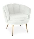 Fauteuil arrondi velours blanc Havana - 