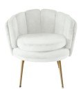 Fauteuil arrondi velours blanc Havana - 