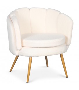 Fauteuil arrondi tissu bouclette beige Havana