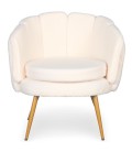 Fauteuil arrondi tissu bouclette beige Havana - 