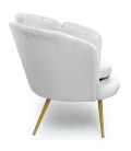 Canapé style coquillage 3 places velours blanc pieds doré Havana - 