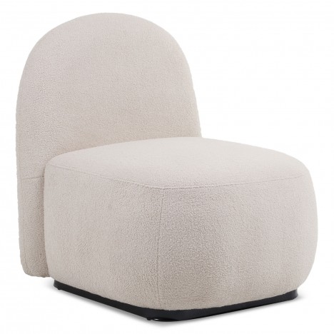 Fauteuil style cocooning tissu bouclette beige Helsinki - 