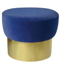 Tabouret velours bleu pied doré Hibiscus - 