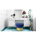 Tabouret velours bleu pied doré Hibiscus - 