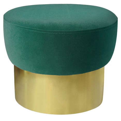 Tabouret velours vert pied doré Hibiscus - 