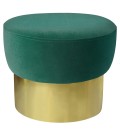 Tabouret velours vert pied doré Hibiscus - 