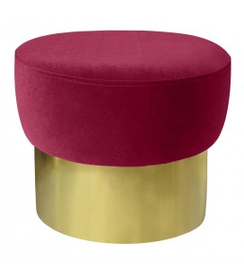 Tabouret velours rouge pied doré Hibiscus