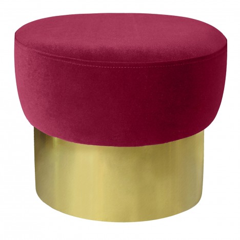 Tabouret velours rouge pied doré Hibiscus - 