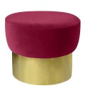 Tabouret velours rouge pied doré Hibiscus - 