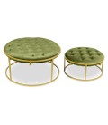 Set de 2 poufs velours kaki Indianapolis - 