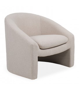 Fauteuil arrondi tissu bouclette beige Ingrid