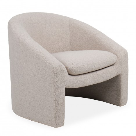 Fauteuil arrondi tissu bouclette beige Ingrid - 