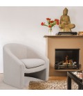 Fauteuil arrondi tissu bouclette beige Ingrid - 