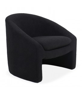 Fauteuil arrondi tissu bouclette noir Ingrid