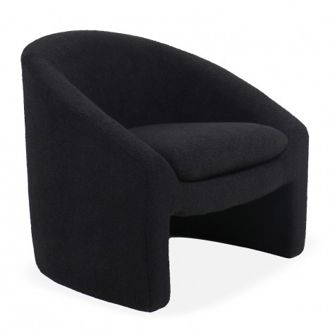 Fauteuil arrondi tissu bouclette noir Ingrid - 