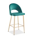 Lot de 2 chaises de bar modernes pieds doré et velours vert Innsbruck - 