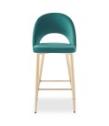 Lot de 2 chaises de bar modernes pieds doré et velours vert Innsbruck - 