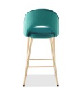 Lot de 2 chaises de bar modernes pieds doré et velours vert Innsbruck - 