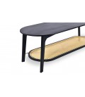 Table basse moderne en cannage et bambou noir Isabella - 