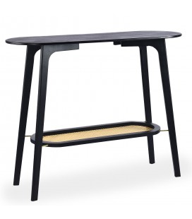 Console moderne en cannage et bambou noir Isabella