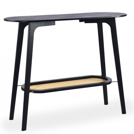 Console moderne en cannage et bambou noir Isabella - 