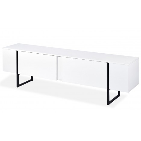 Meuble tv moderne avec 2 portes l180cm blanc et métal noir Ivar - 