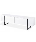 Meuble tv moderne avec 2 portes l180cm blanc et métal noir Ivar - 