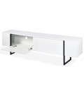 Meuble tv moderne avec 2 portes l180cm blanc et métal noir Ivar - 