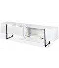 Meuble tv moderne avec 2 portes l180cm blanc et métal noir Ivar - 