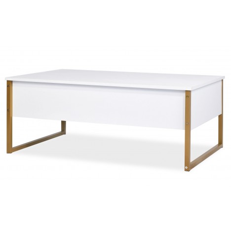 Table basse moderne 60x90cm blanc et métal doré Ivar - 