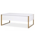 Table basse moderne 60x90cm blanc et métal doré Ivar - 