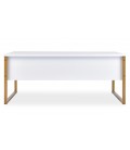 Table basse moderne 60x90cm blanc et métal doré Ivar - 