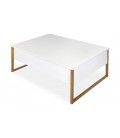 Table basse moderne 60x90cm blanc et métal doré Ivar - 