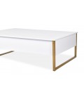 Table basse moderne 60x90cm blanc et métal doré Ivar - 