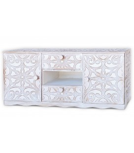 Buffet style oriental avec moulures 120cm blanc patiné James