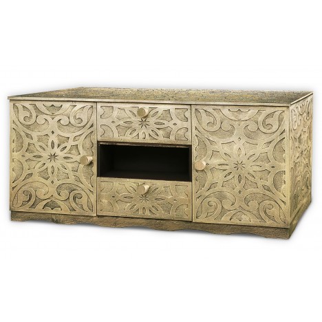 Buffet style oriental avec moulures 120cm bronze James - 