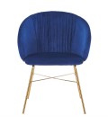 Chaise velours bleu pieds doré Jasmine - 