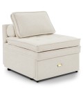 Fauteuil convertible tissu bouclette crème Jorge - 