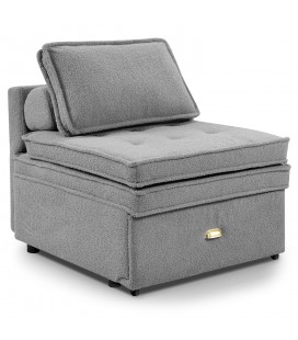 Fauteuil convertible tissu bouclette gris Jorge