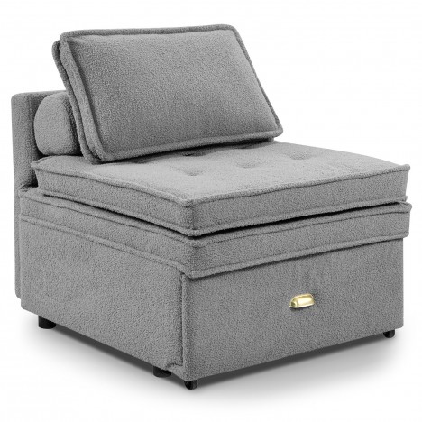 Fauteuil convertible tissu bouclette gris Jorge - 