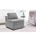 Fauteuil convertible tissu bouclette gris Jorge - 