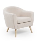 Fauteuil scandinave tissu bouclette lainée crème Lausanne - 