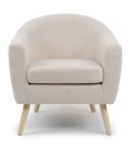 Fauteuil scandinave tissu bouclette lainée crème Lausanne - 