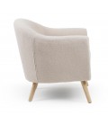 Fauteuil scandinave tissu bouclette lainée crème Lausanne - 