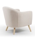 Fauteuil scandinave tissu bouclette lainée crème Lausanne - 