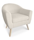 Fauteuil scandinave tissu bouclette lainée crème Lausanne - 