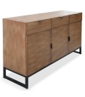 Buffet 3 portes et 3 tiroirs bois chêne clair Lavender - 