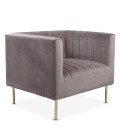 Fauteuil moderne à coutures verticales velours gris Leif - 